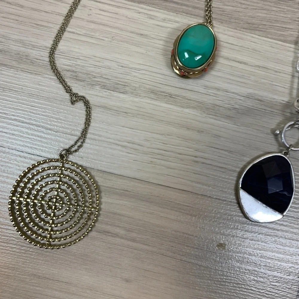 Y2K Necklace Jewelry Lot of 9 Womens‎ Natasha Hammered Leather Chunky Silver